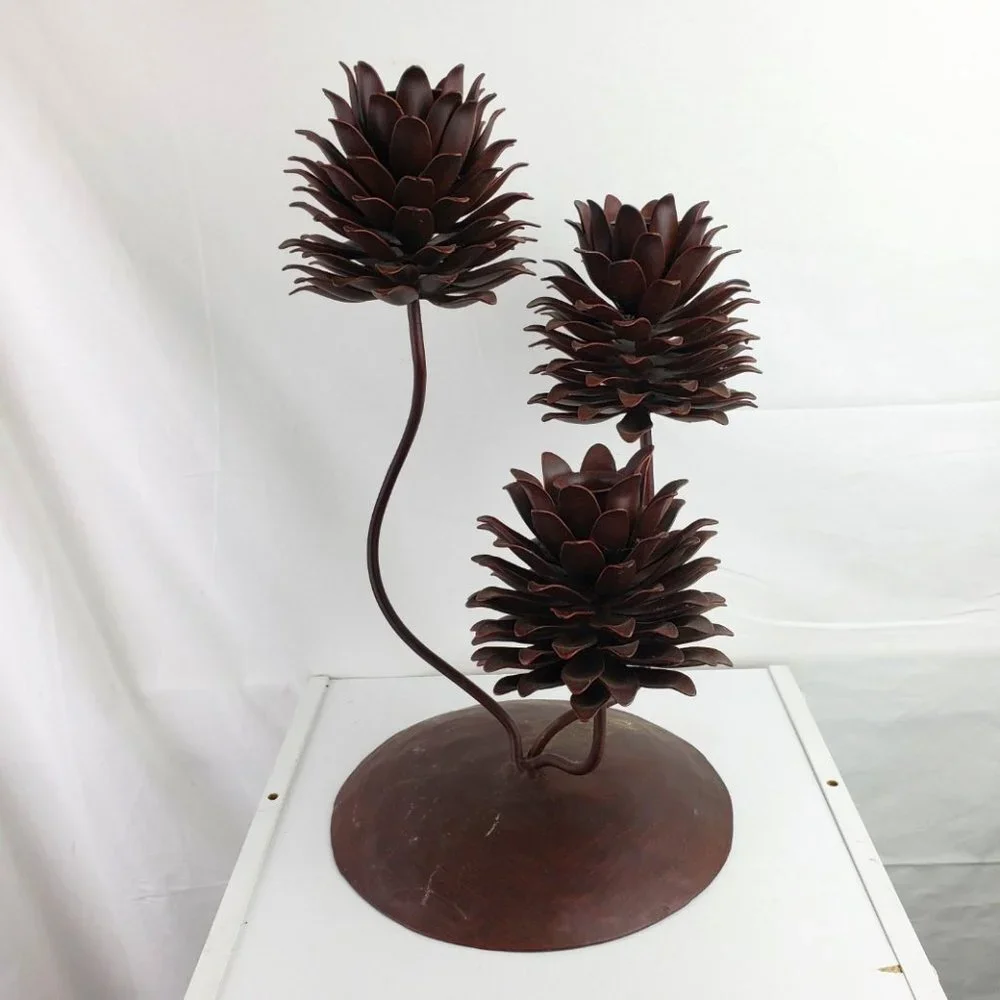 Metal Pinecone Taper Candleholder Autumn